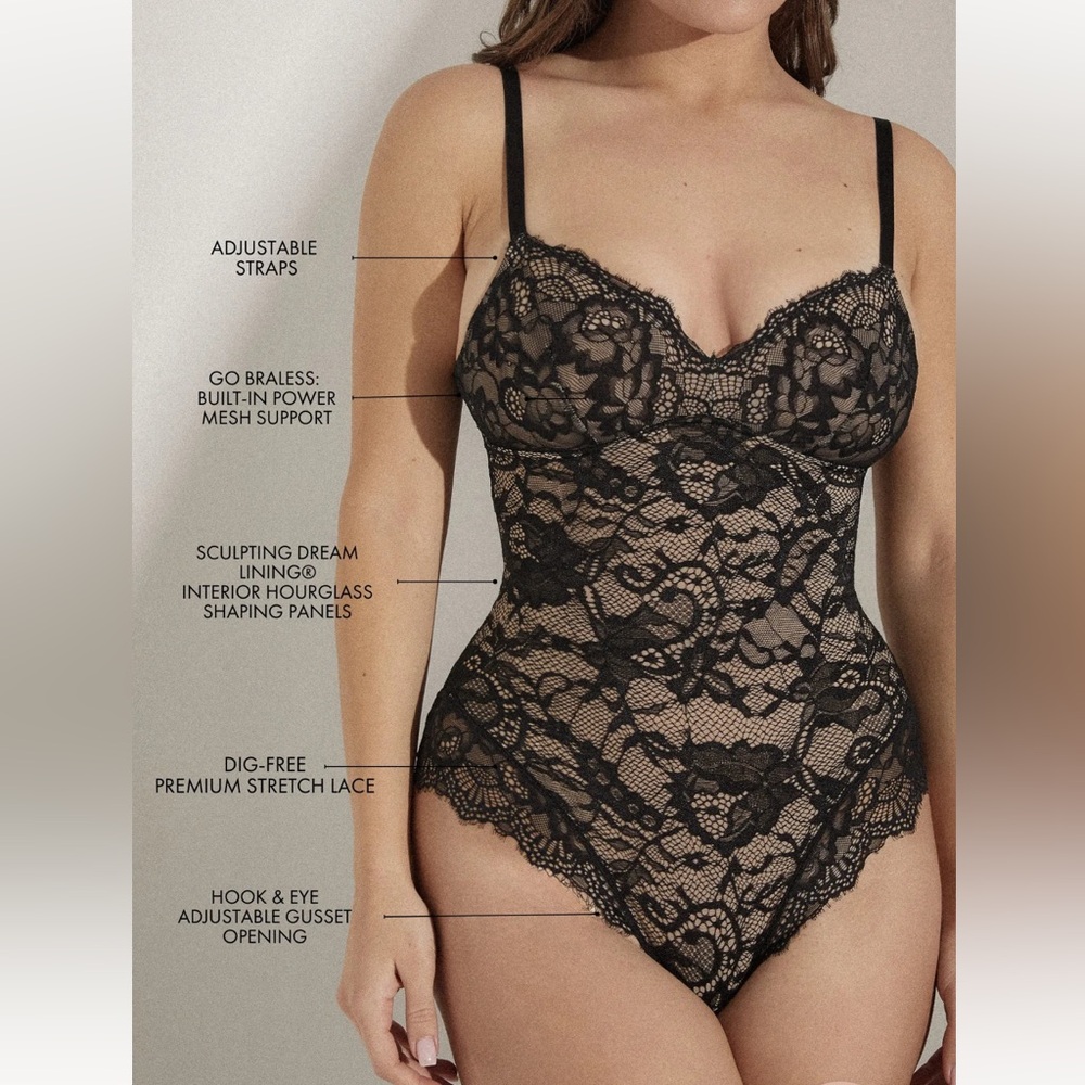 Pinsy Black Lace Shapewear Bodysuit